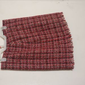 Talbots Women's Plaid Wool Blend Pencil Skirt Fringe Hem Lined Size 10